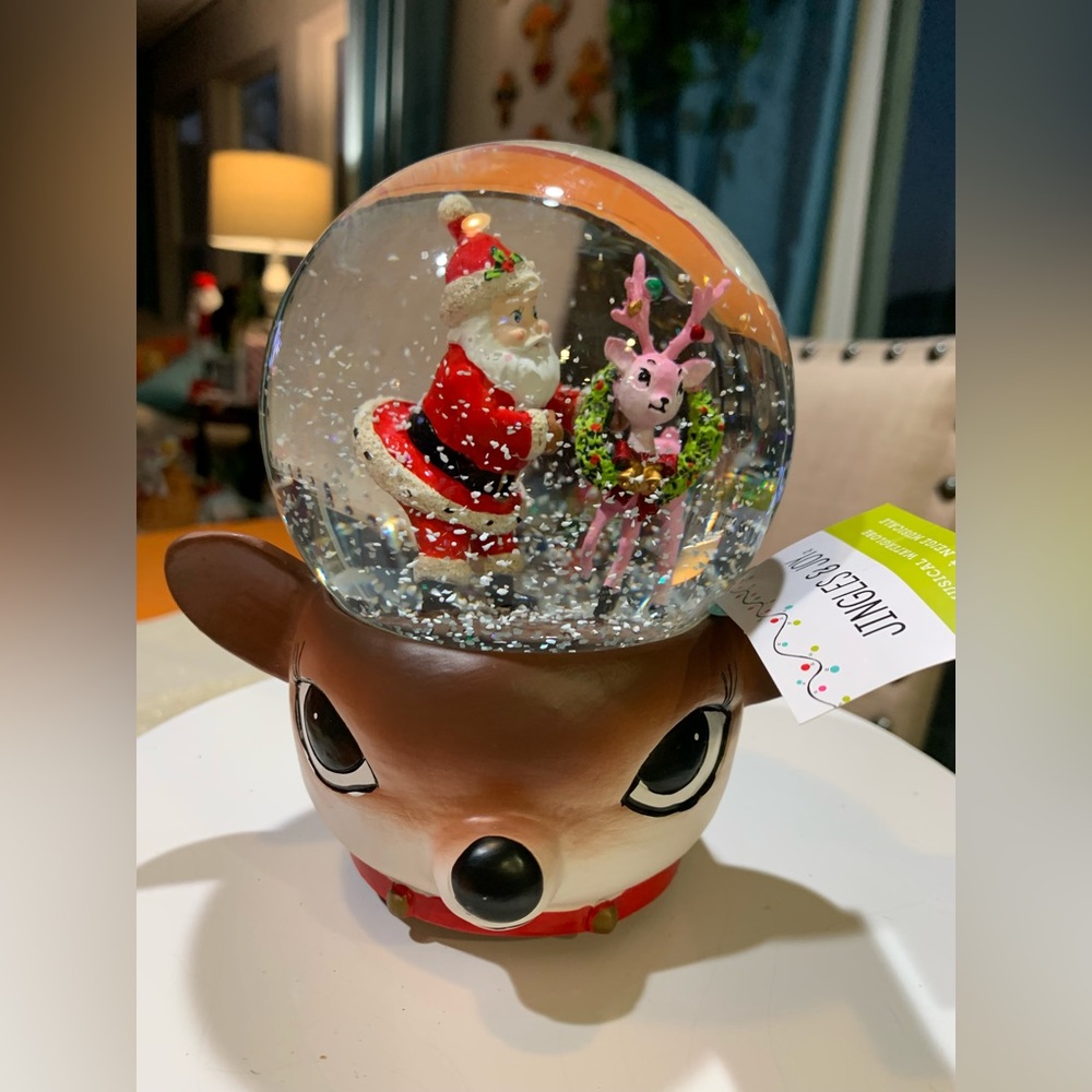 Reindeer and Santa Snow Globe